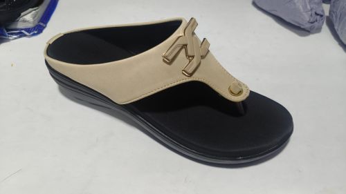 Designer Slip On Platform Sandal, Color : Black & Cream