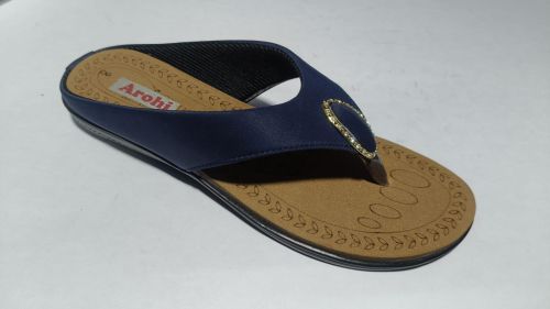 Fabric Women Fancy Casual Slipper, Color : Blue & Brown for Indoor