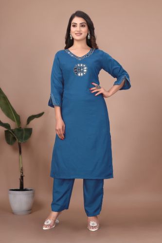 Slub Cotton Kurti Pant Set