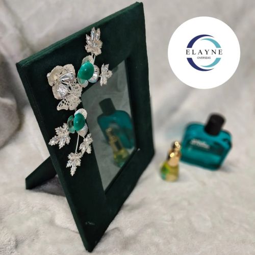 Photo Frame with German Silver Floral Work