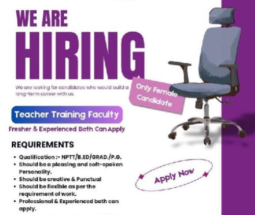 We Are Hiring - Teacher Training Faculty