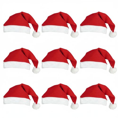 Plain Cotton Fleece Christmas Santa Claus Caps, Color : Red