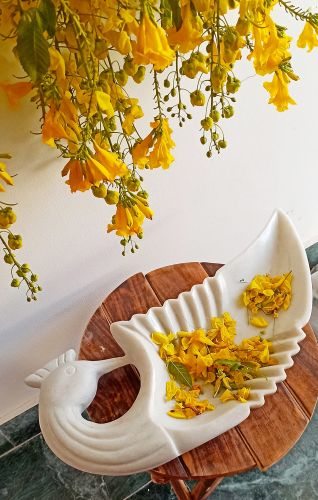 Printed Polished Marble Serving Platter for Restaurant, Hotel