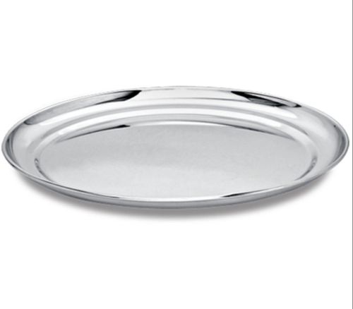 Silver Stainless Steel Rajbhog Plate 8 to 14 Inches