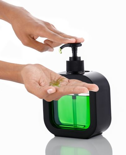 Black Glass Liquid Soap Dispenser, Capacity : 300ml