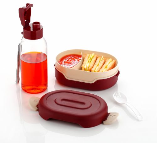 Plastic Food Storage Lunch Box with Bottle