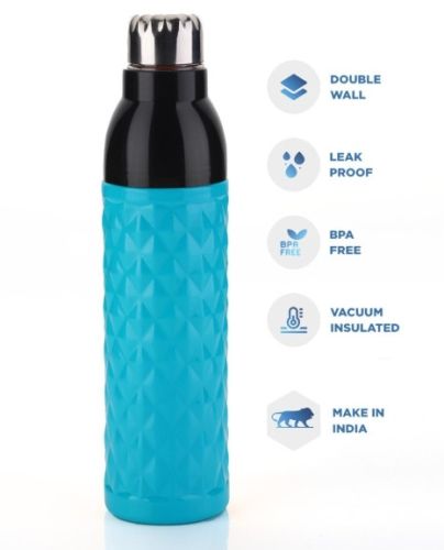 Insulated Steel Water Bottle, Color : Blue, Black
