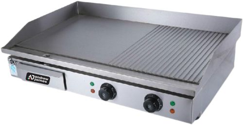 Stainless Steel Half Grooved Griddle Plate for Grill + Fry Combo