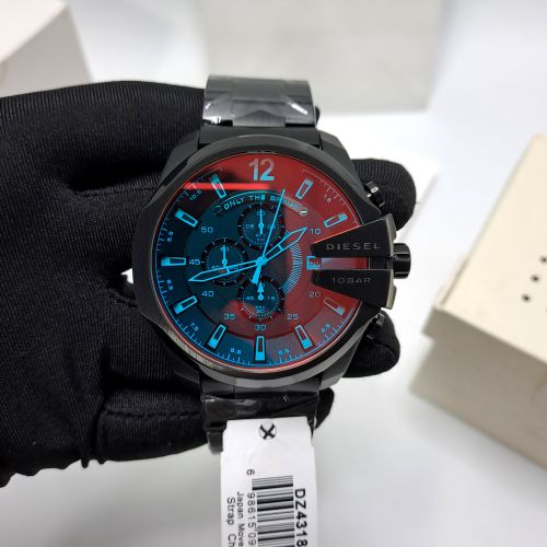 Diesel Mega Chief Black Dial Black Steel Strap Swiss Quartz Watch