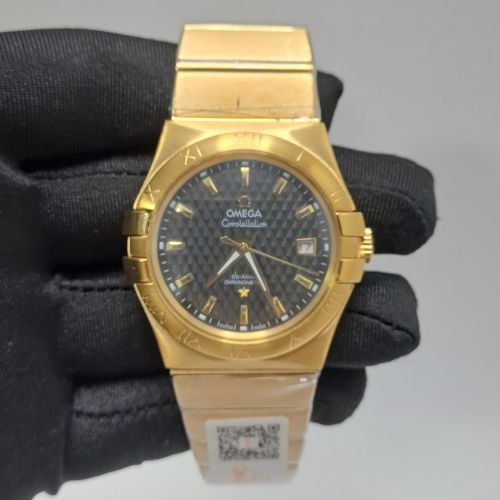 Omega Constellation Co Axial Full Gold Black Dial Swiss Automatic Watch