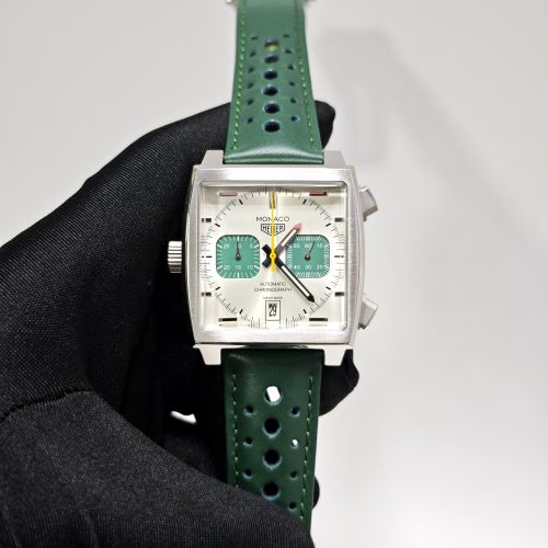 Tag Heuer Monaco Chronograph Racing Green – Titanium Steel Green Leather Strap Swiss Watch