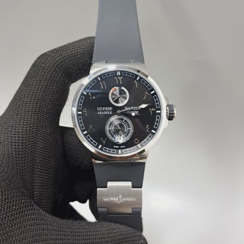 Ulysse Nardin Marine Chronometer Silver Black Dial Rubber Strap Automatic Watch