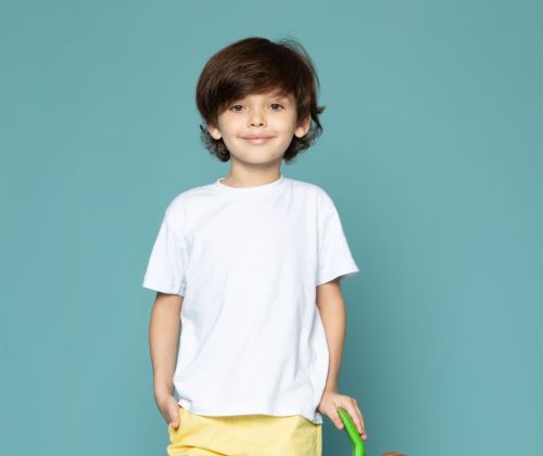 Plain Boys Cotton T Shirt, Color : White Casual Wear
