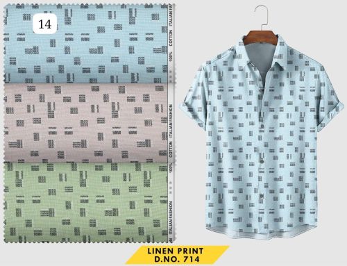 Printed 714 Linen Shirting Fabrics, Brand Name : ATM for Garments