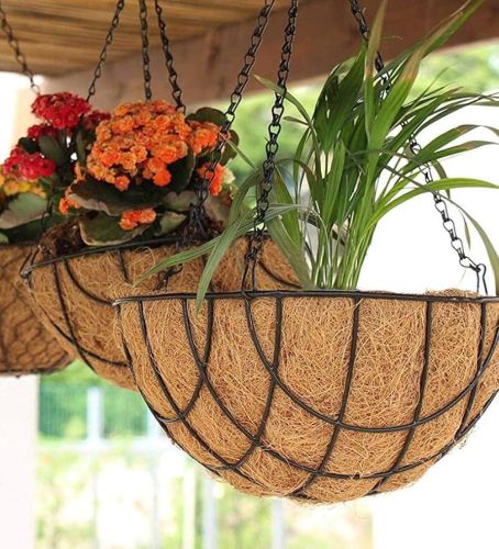 Metal Coir Hanging Basket, Shape : Round