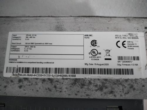 ABB ACH550-UH-06A9-4+C558 +N2006+X1558 Variable Frequency Drive