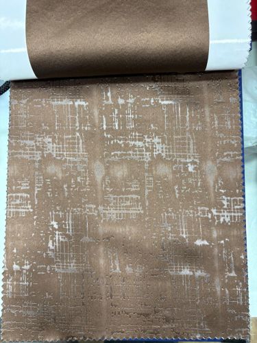 Polyester Dark Brown Blackout Emboss Curtain Fabric
