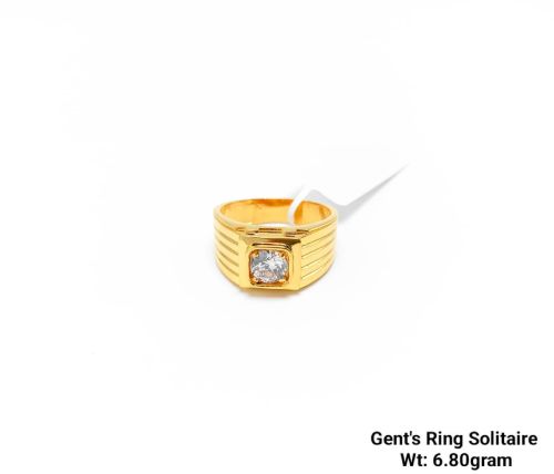 22KT New Design Gold Gents Ring Solitaire