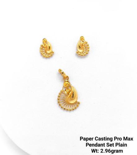 22KT New Design Gold Paper Casting PRO Max Pendant Set Plain