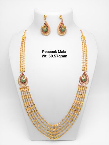 22kt New Design Gold Peacock Earrings Mala