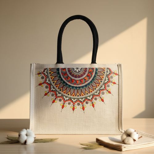 Printed Fancy Jute Bag for Promotion, Shopping Use, Grocery