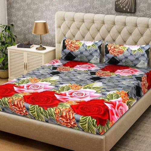 Cotton Polyester Double Bed Sheets, Color : Multicolor Standard