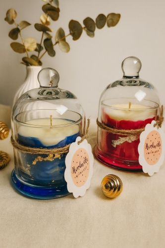 Plain Glossy Soy Wax Marble Scented Candle, Color : Multicolor