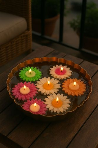 Soy Wax Flower Floating Scented Candle, Color : Multicolor