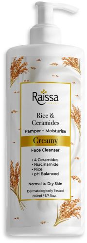 Raissa Creamy Face Cleanser for Hydrated Skin with 4 Ceramides & Rice Extracts
