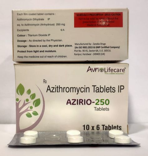 Azirio 250mg Azithromycin Tablet, Packaging Type : Box for Antibiotic