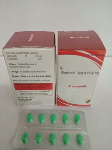 Etorizan 60mg Etoricoxib Tablet, Packaging Type : Box for Pain Relief