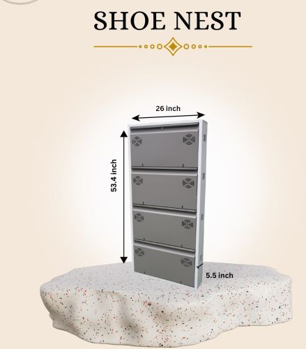 4 X 3 Inch Shelf Metallic Wall Mounted Shoe Rack