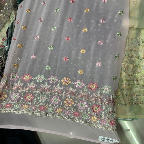 Cotton Choli Daman Embroidered Fabric, Width : 40-50 Inches