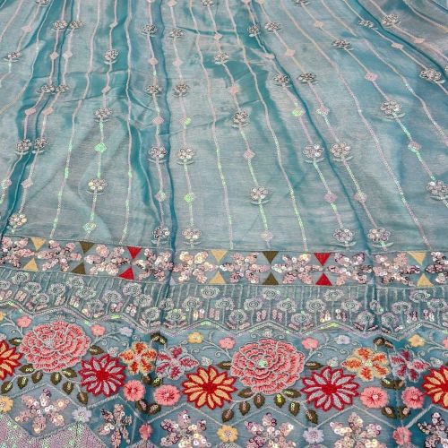 Cotton Daman Work Embroidered Fabric for Textile Industry