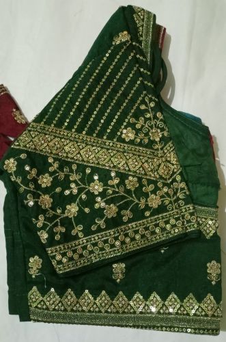 Embroidered Georgette Readymade Blouses, Color : Green