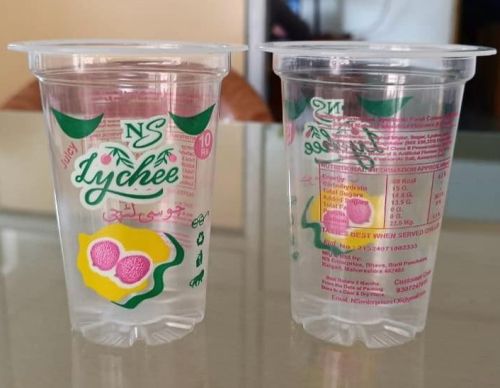 Printed Polypropylene (PP) 180ml PP Lychee Juice Disposable Glass