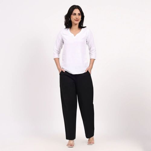 Black Wide Leg Cotton Pant Formal, Casual, Everyday Wear