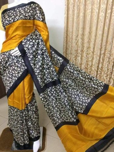 Printed Murshidabad Silk Saree, Design : Dual Shade