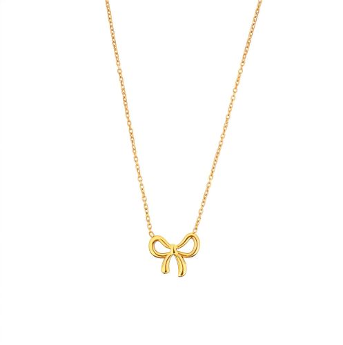 Polished Gold Bow Necklace, Color : Golden for Daily Wear