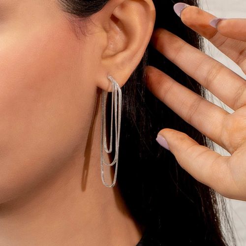 Stainless Steel Layered Earrings, Color : Silver