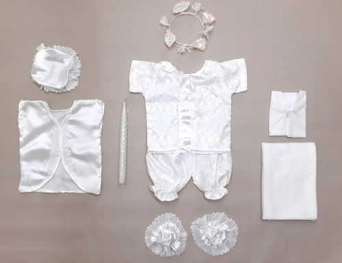 Plain Polyester Baby Boy Baptism Set, Color : White