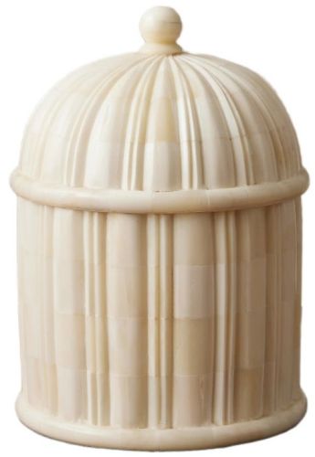 Bone Finish Dome Lidded Organizer Box Minimalist, Luxe, Sculptural
