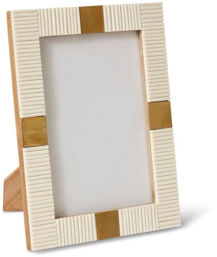Cream & Golden Resin with Brass Accent Photo Frame
