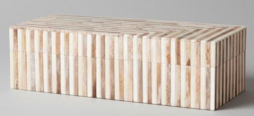 Decorative Bone Grid Pattern Box, Color : White Beige