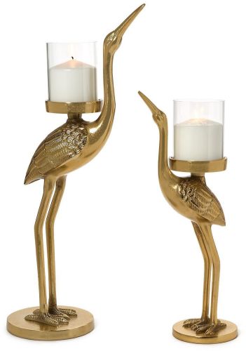 Decorative Crane Candle Holder Set