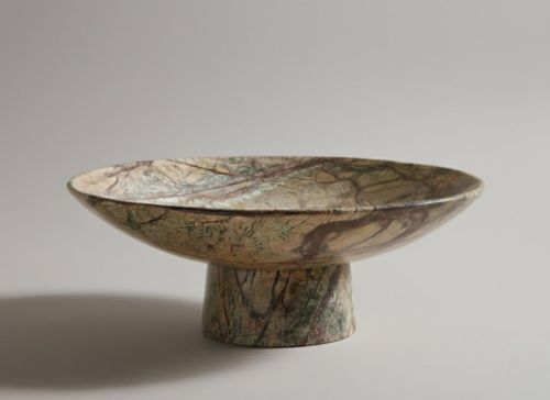 Earth Tone Marble Pedestal Bowl, Color : Brown, Beige
