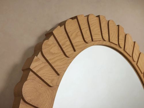 Sunburst Carved Wood Wall Mirror Frame