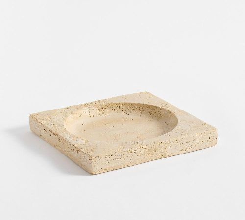 Travertine Stone Tray, Color : Beige With Natural Pores