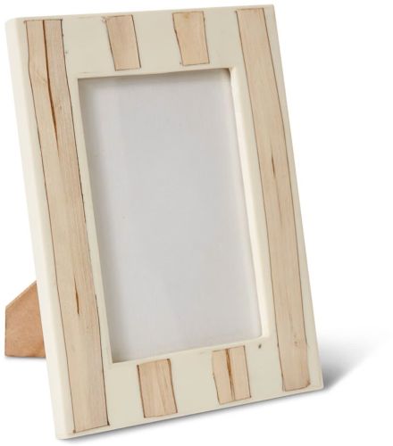 White Resin with Vertical Wood Accent Photo Frame