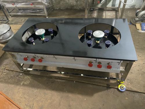 Gas Manual Stainless Steel Biryani Cooking Range, Color : Silver